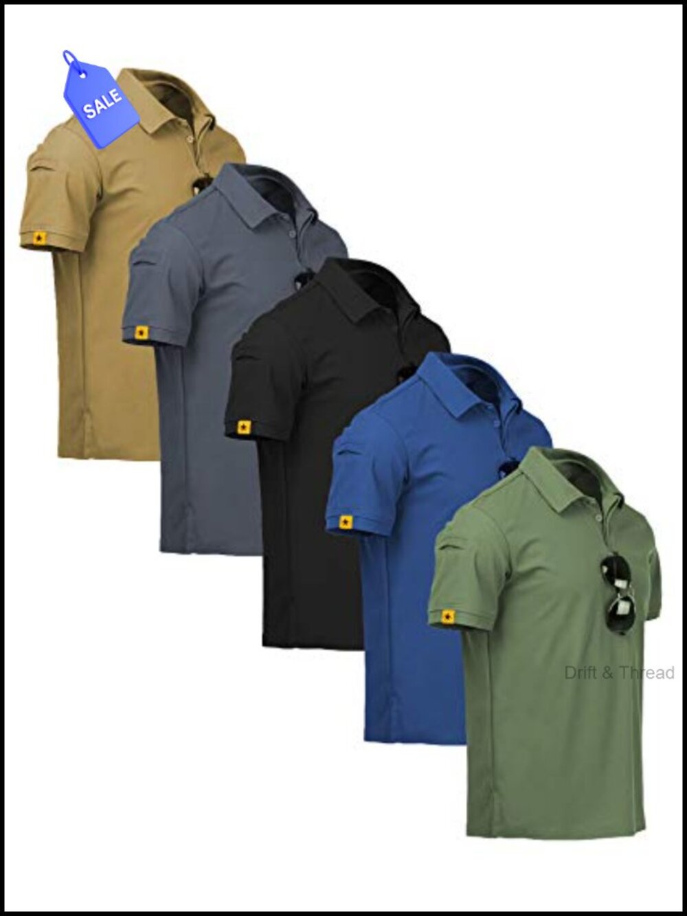 Men's Polo Shirts 5 Pack Moisture Wicking Golf Short Sleeve Polyester Spandex